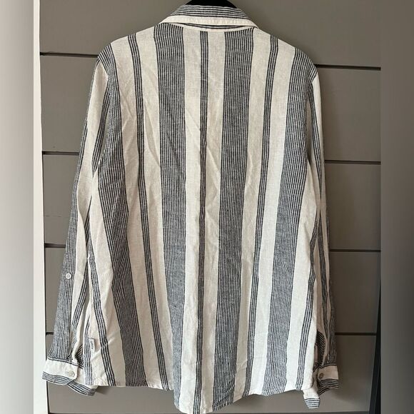 Orvis Classic Collection Long Sleeve Striped Linen Blend Button Down Shirt Sz M - Picture 5 of 11